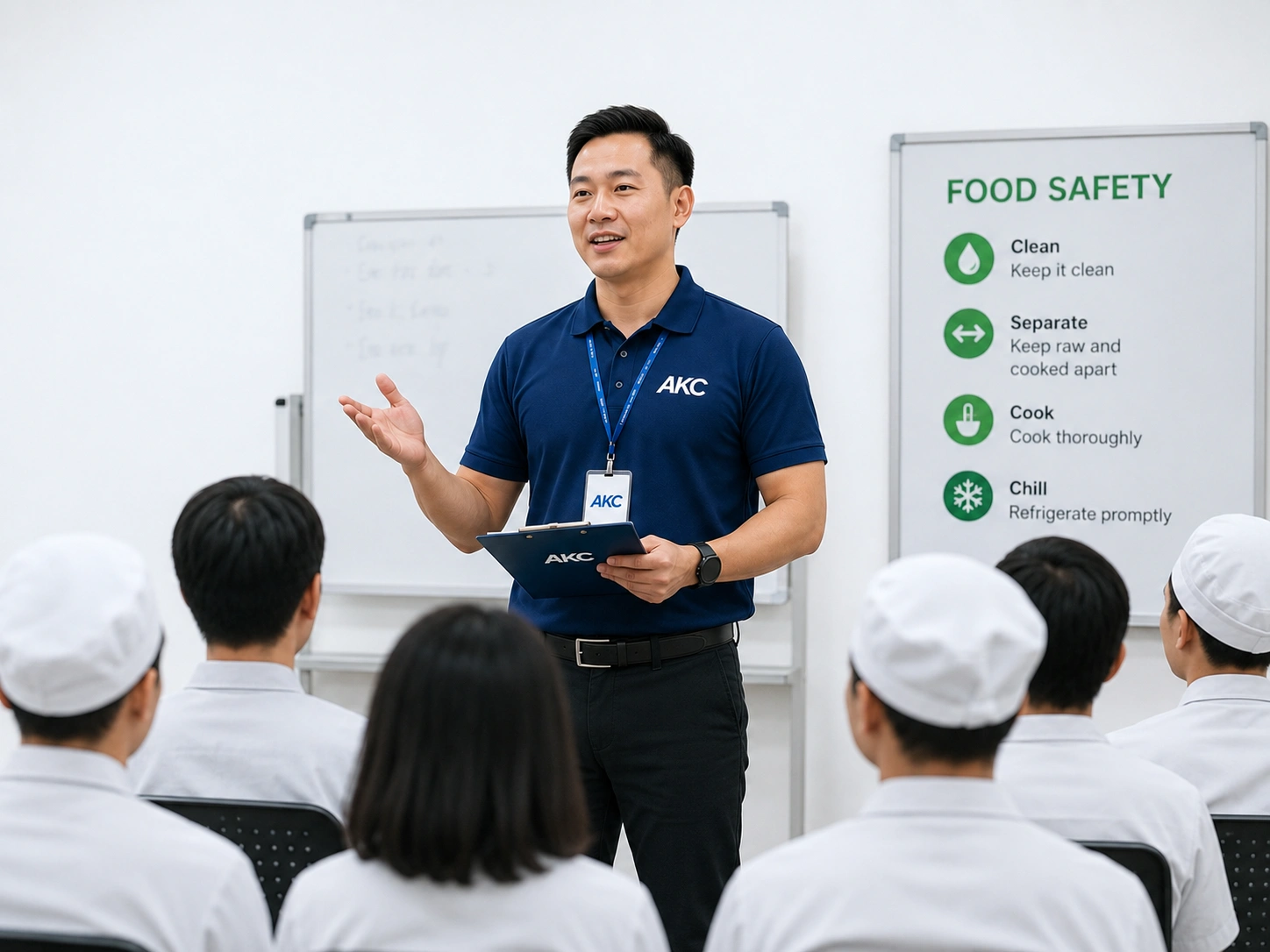 Corporate trainer conducting a workplace training session