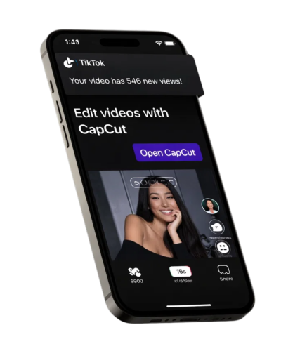 Smartphone screen showing TikTok and CapCut apps for digital marketing