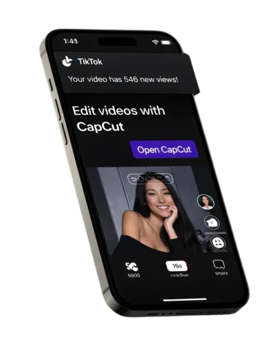 Smartphone screen showing TikTok and CapCut apps for digital marketing